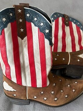 American Flag Western Cowboy Boots - Red White Blue